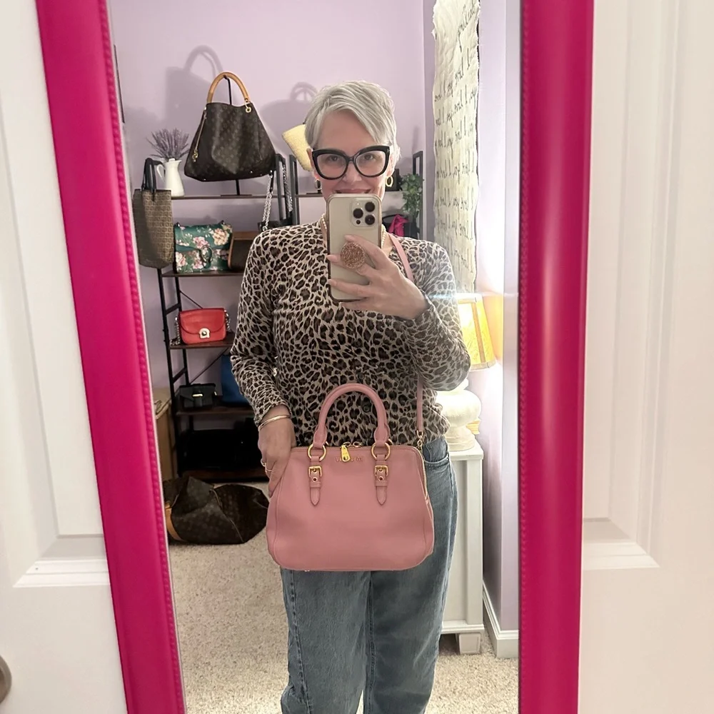 Miu Miu Rose Leather Satchel with Gold Accents - Picture 12 of 15